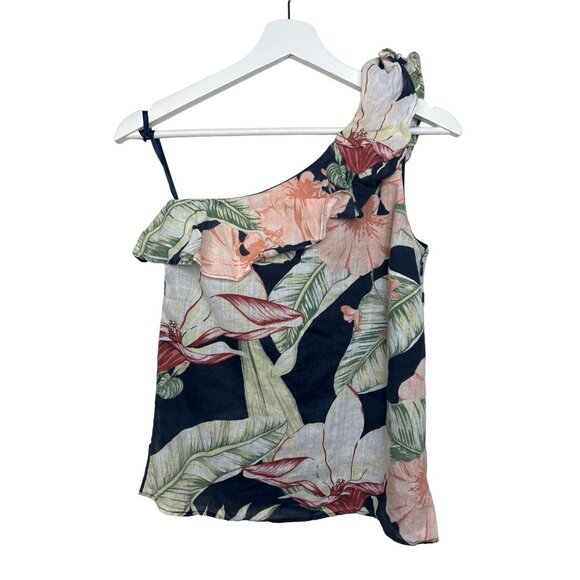 Ann Taylor Petites XXSP One Shoulder Floral Top Blouse Summer Casual - Picture 1 of 12